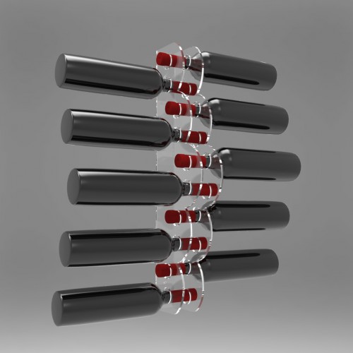 Espositore in plexiglass per vini da parete, 10 bottiglie, forma a nuvoletta Espositore in plexiglass per vini da parete, 10 bottiglie, forma a nuvoletta